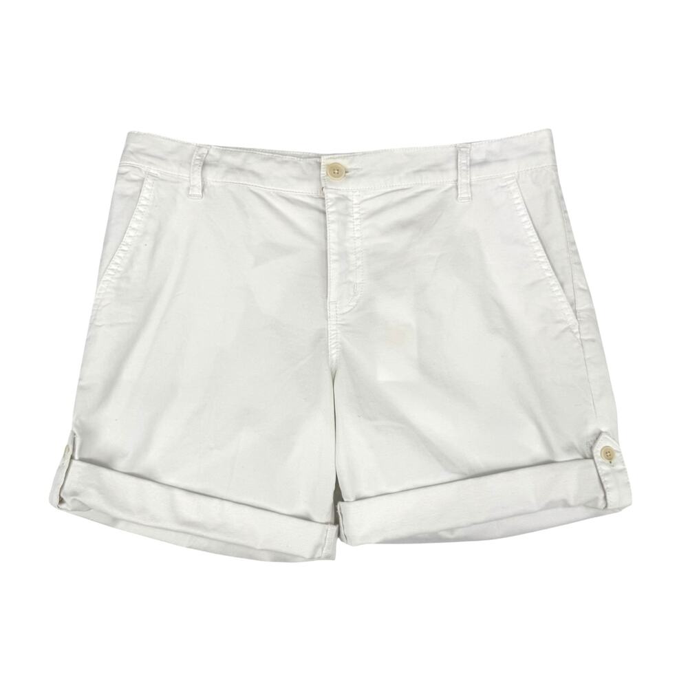 Tory Burch NWT White Chino Convertible Roll Tab Hem Casual Summer Shorts